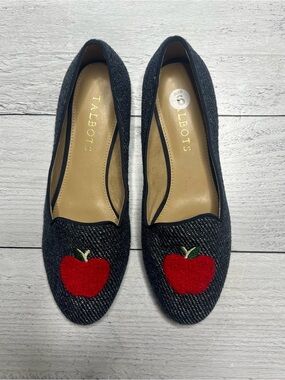 Talbots Apple Embroidered Ballet Flats
